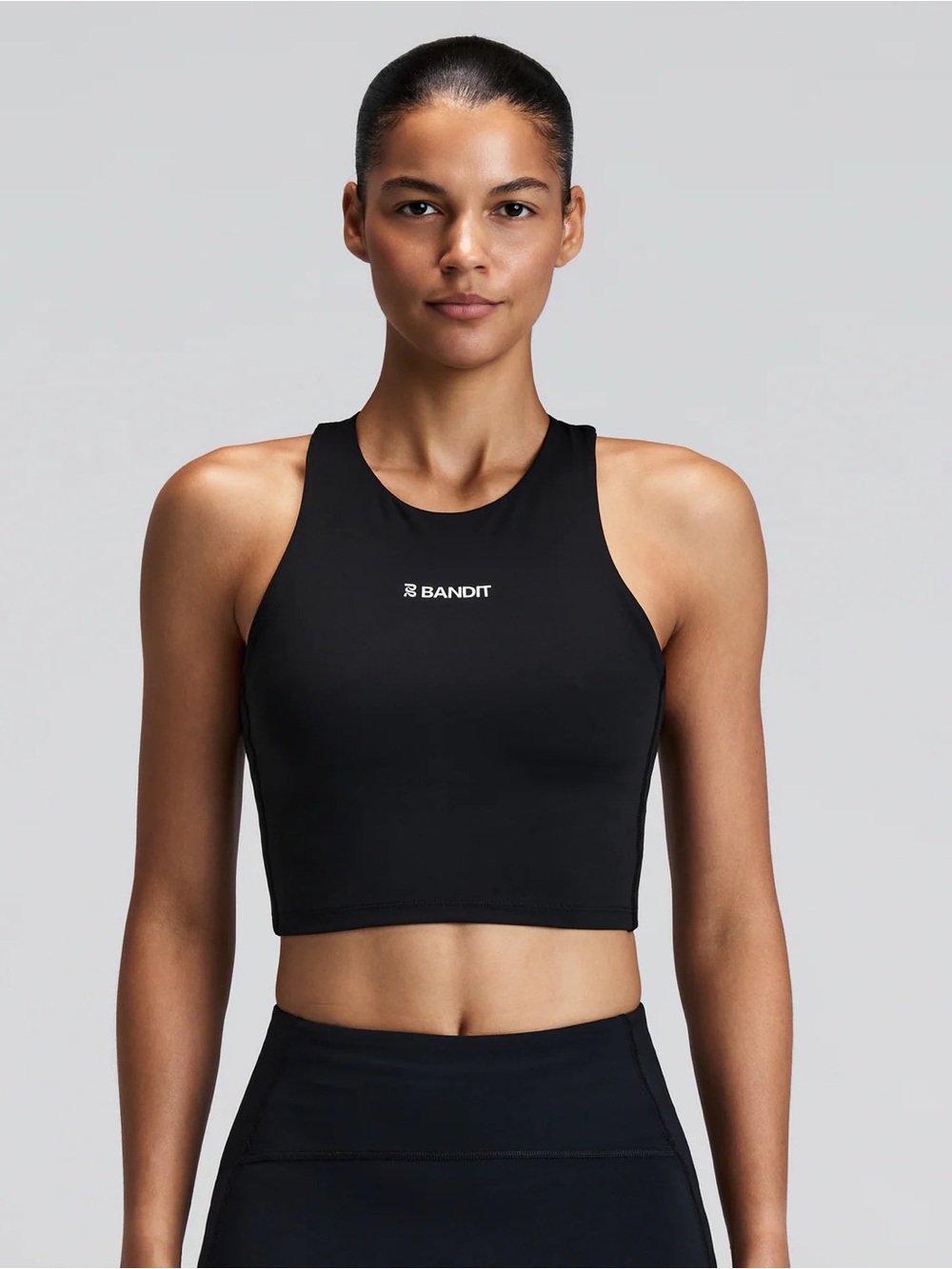 Bandit Sleek Black High-Neck Crop Tank